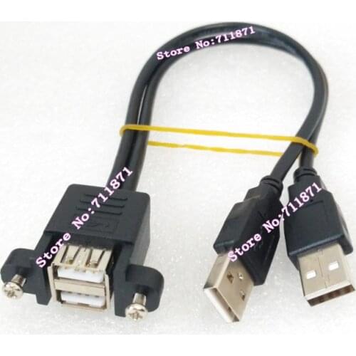 Double Usb2.0 Male Female Screw fixed Cable Double Male to 2 two Female Usb 2.0 Usb2 cable Line Screw fixed Use Line wire cord