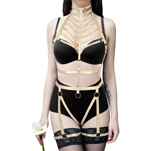 Straps Lingerie Sets Women Sexy Underwear Erotic Garter Full Body Hollow Chest Harness Fetish Goth Clothing Belt Sex Accessorie