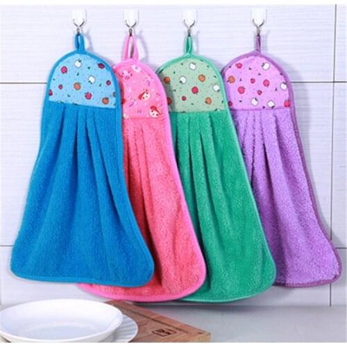 Coral Velvet Bathroom Supplies Soft Hand Towel Absorbent Cloth Dishcloths Hanging Cloth Kitchen Accessories Random Color 1PC
