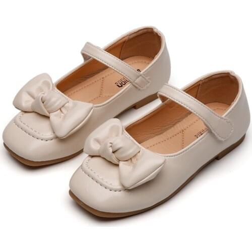 Girls' Leather Shoes 2021 New Style Western-style Kids Bow-knot Princess Shoes Baby All-match Single Shoes Flats Sweet Hot 21-36