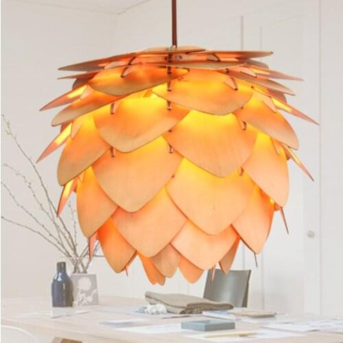 Pinecone chandelier Kitchen Dining room Restaurant Bar wooden Pendant lamp indoor house OAK Pinecone Hanging Lamp Fixtures