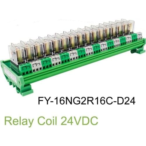 Custom-made 16A 16 Channel 1 SPST-NO NC DIN Rail Mount OMRON G2R-1-E with 8Pin relay socket 24V DC/AC Interface Relay Module