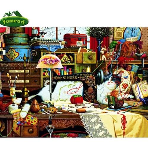 YUMEART Paint with Diamonds Full Square Drill Diamond Embroidery Sewing Machine DIY Diamond Painting Cross Stitch Creative Gifts