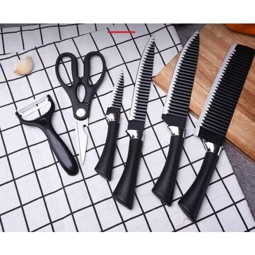Little Cook 6Pcs Kitchen Knives Set Chef Knife Cleaver Pumpkin Carving Stainless Steel Japanese Style Knifes Set Cooking Set HS