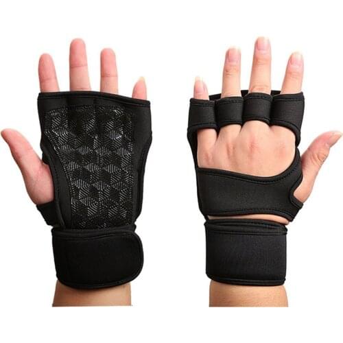 New 1 Pair Weight Lifting Training Gloves Women Men Fitness Sports Body Building Gymnastics Grips Gym Hand Palm Protector Gloves