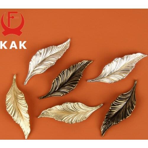 KAK Novelty Black Gold Leaves Creative Cabinet Drawer knobs Handles Wardrobe Door handles Furniture Handles Furniture Hardware