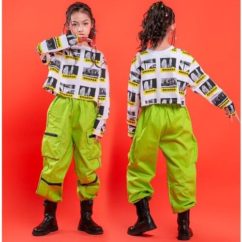 Hip Hop Clothes For Children Graffiti T Shirt Crop Tops Running Causal Pants For Girl Kids Jazz Dance Costume Streetwear Outfits