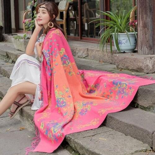 Autumn And Winter Bristle Wool Imitation Cashmere Scarf Warmth And Thick Classic British Plaid Ladies Shawl Dual-Use Pashmina