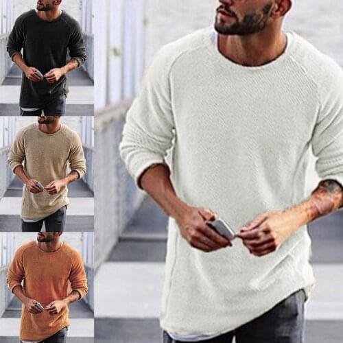 Autumn Mens Sweater Solid Color Knitted Loose Thermal Harajuku Men Pullover Sweater Oversize Sweater Male Mens clothes