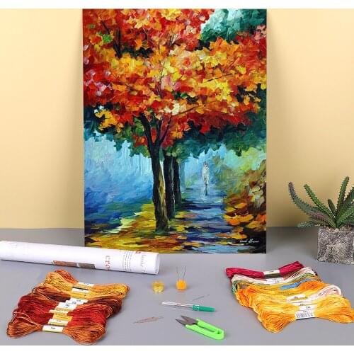 Autumn Music Pre-Printed 11CT Cross Stitch Embroidery Set DMC Threads Painting Handicraft Handmade Hobby Room Decor Needle