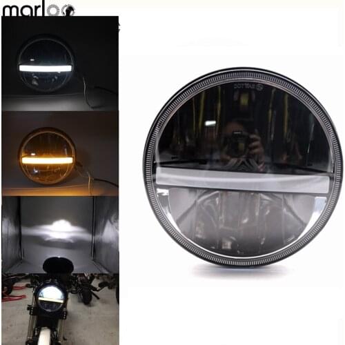1pcs Black 7 Inch Round LED Headlight For Yamaha Motorcycle Projector Front Light For Wrangler JK Offroad Trucks