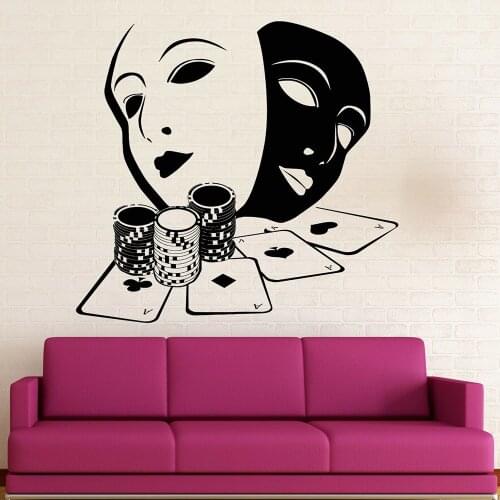 Pokers Wall Sticker Poker Cards Casino Vinyl Wall Decal Living Room Gambler Gambling Decor Bedroom Nordic Home Decoration C644