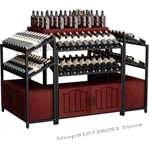 Red Wine Shelf In Shopping Mall, Wine And Liquor Shelf In Supermarket, Floor To Floor, Island Cabinet, Bar, Wine Cabinet, Combin