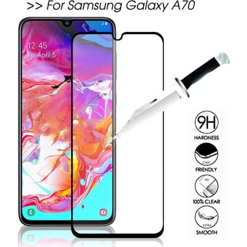 Full cover for samsung a70 2019 screen protector tempered glass on for samsung galaxy a70 a 70 70a a705f 6.7 inch film glas