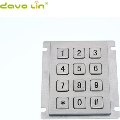 Kiosk 3*4 Keys Rugged Stainless Steel Backlit Industrial Metal Numeric Keypad