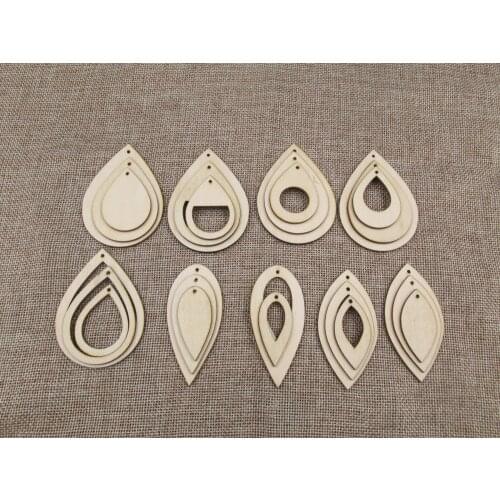 Unfinished Wood Blank Classic Geometric Teardrop Shape Earring Pendant Jewelry Finding For DIY Project Making Kit