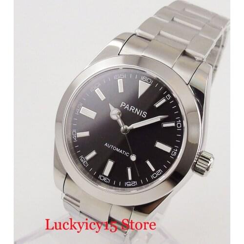 Luxury PARNIS Mens Watch With Luminous Marks Sapphire Glass Stainless Steel Bracelet 40mm Wristwatch