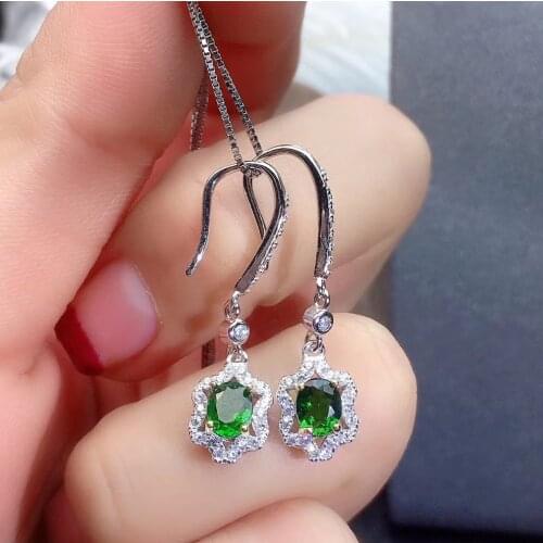 Best Gift Natural and Real Natural And Real Diopside earrings 925 sterling silver Fine jewelry Diopside earring
