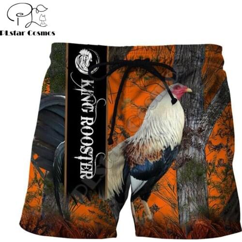 Beautiful Rooster Hunting 3D Printed Mens Shorts Unisex Streetwear Summer Beach Loose Shorts Casual Pants Polyester SDM16