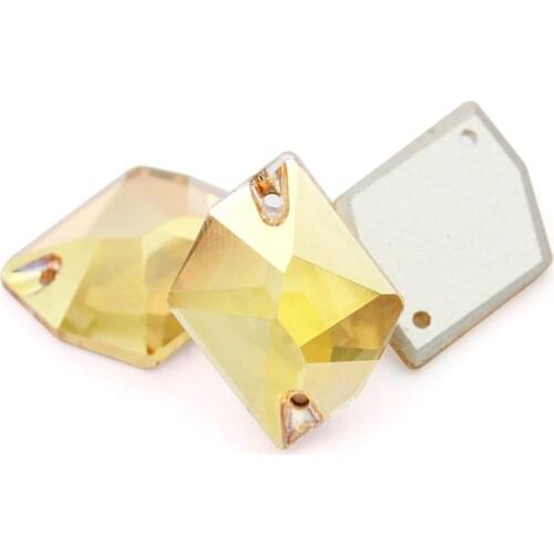 Sunshine Cosmic Crystal Glass Rhinestones K9 Glass Flat Back Stone With Cutted Edge & Holes For Sewing On Clothing Decoration