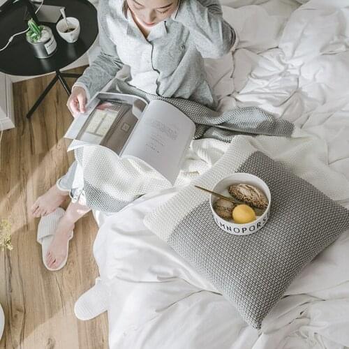 Knitted 100% Cotton Cushion Cover Super Soft Pillow Cover Nordic Style Throw Pillows For Sofa Bed Car Seat Decorative Pillows