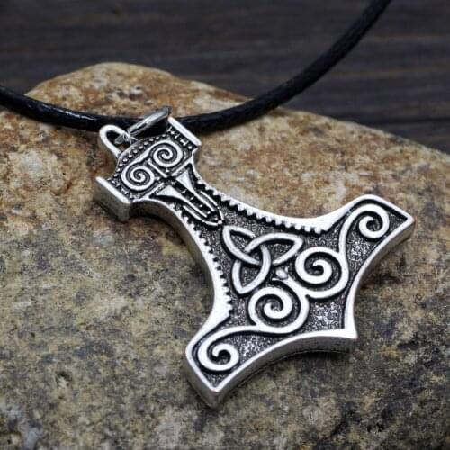 Youe shone ThorS Hammer Knot Mjolnir Pewter Pendant Viking Jewelry