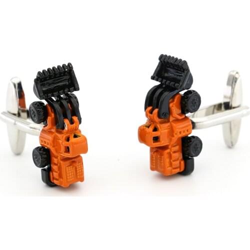 Forklift Cuff Links For Men Tractor Shovel Design Quality Brass Material Yellow Color Cufflinks Wholesale&retail
