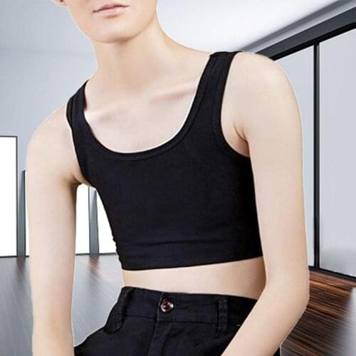 Women Buckle FTM Short Chest Breast Binder Lesbian Trans Tomboy Plus size Black White Tight Vest