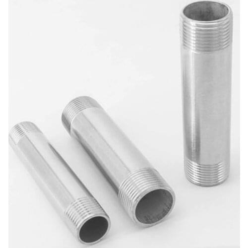 1/8" 1/4" 3/8" 1/2" 3/4" 1" -2" BSPT Male Length 60 80 100 150 200 300mm Barrel Nipple 201 304 Stainless Pipe Fitting Connector