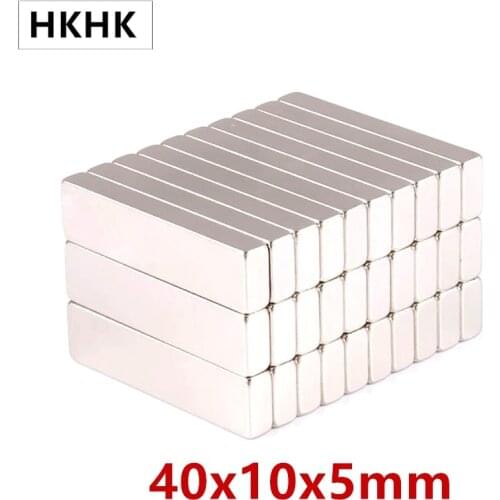 10 20 50 100 PCS 40x10x5 mm Super Strong Sheet Rare Earth Magnet Thickness 5mm Block Rectangular Neodymium Magnets 40mmx10mmx5mm
