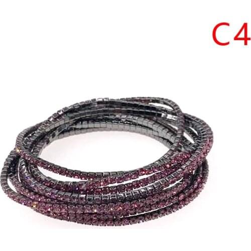 10pcs/lot 17cm Gun Black Metal Bracelets With Full Rhinestone Beads Fashion Jewelry Bangles Festival Gift For Girls Cheap Bangle