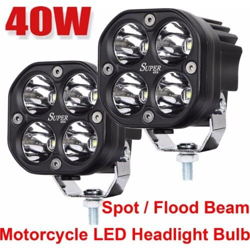 2PCS 3.5" inch 40W 4000LM Motorcycle LED Headlight XML Chip Off-road SUV ATV Car Truck Spot Pencil Flood Spread Beam White 6K