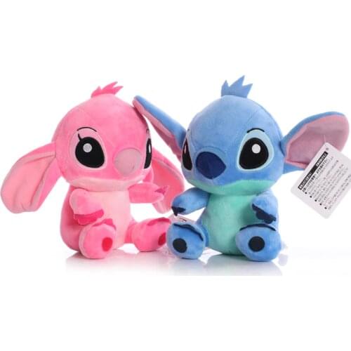 20cm Disney Cartoon Blue Pink Stitch Plush Dolls Anime Toys Lilo and Stitch Stich Plush Stuffed Toys Christmas Gifts for Kids