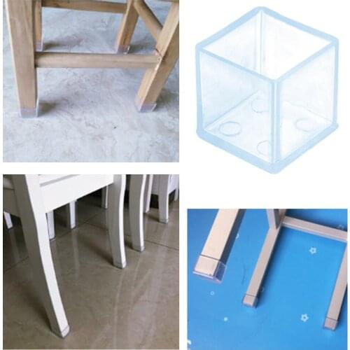 4pcs/set Table Foot Cap Rubber Chair Leg Protector Square Furniture Floor Foot Pad Anti-slip Anti-scratch Floor Protector