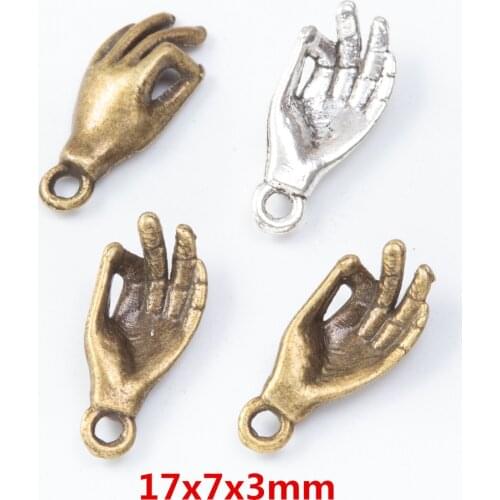 55pcs/lot hand zinc alloy charms pendant suitable for DIY Bracelet Necklace metal jewelry accessories findings 7550