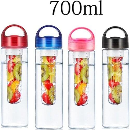700ML Water Bottle Portable Fruit Infuser Water bottle Sports Lemon Juice Bottle Flip Lid for Kitchen Camping Travel Outdoor