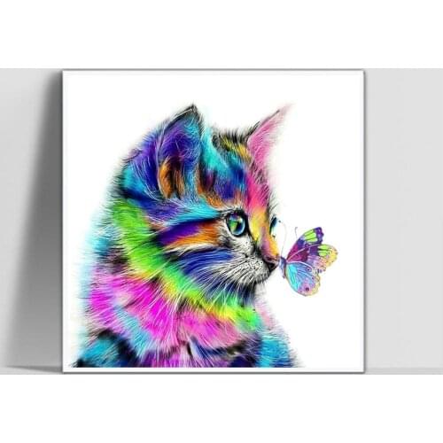 Full Square Drill 5D DIY Diamond Painting "Cat butterfly" 3D Embroidery Cross Stitch 5D Home Decor Gift