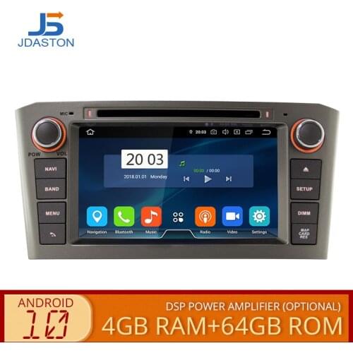 JDASTON 2 DIN Android 10 Car DVD Player For Toyota T25 Avensis 2003-2008 Octa Core 4G+64G Car Radio Multimedia GPS Stereo Audio