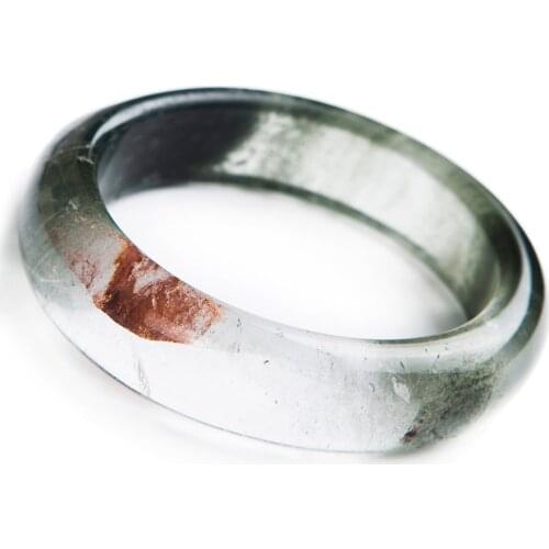 AAAA Genuine Natural Cornucopia Green Phantom Quartz Crystal Bangles Bracelets Inner Diameter 56mm