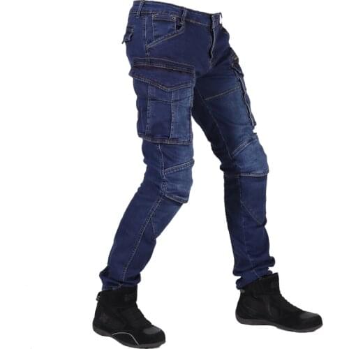 New style pants mens motorcycle jeans tooling casual stretch slim pants riding fall protection 4 PADS Protect knees and hips