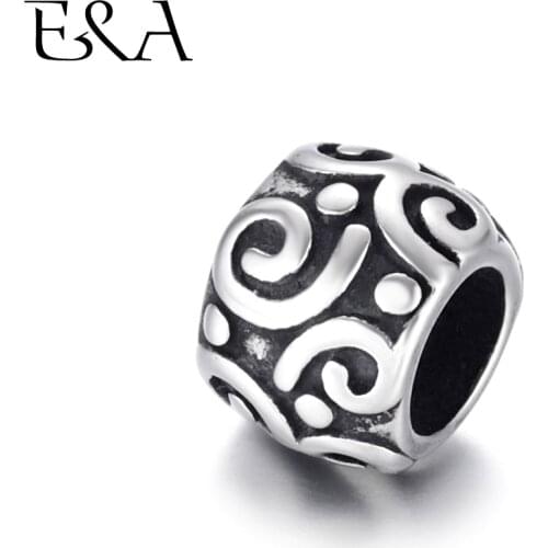 Stainless Steel Beads Squiggle 5.5mm Hole Metal European Bead for Bracelet Making Supplies Handmade DIY Jewelry Components