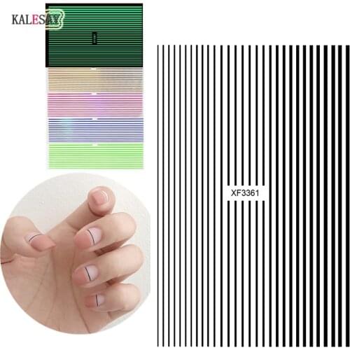 Black Gold Silver Sliders 3D Nail Stickers Straight Curved Liners Stripe Tape Wraps Geometric Nail Art Decorations 12 Color