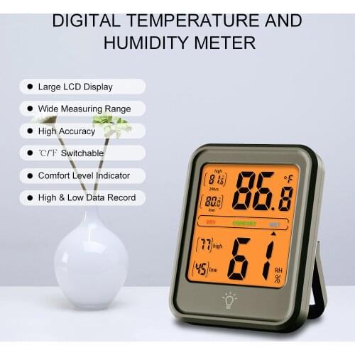 Digital Hygrometer Thermometer Indoor Temperature and Humidity Gauge Monitor Meter with LCD Display for Home Bedroom Office