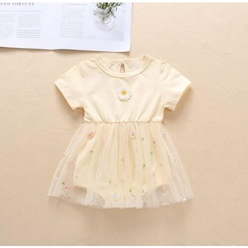 Baby Clothes Summer Lovely Baby Girl Rompers Embroidery Little Daisy Short Sleeve Baby Rompers Cotton Mesh Baby Bodysuit 0-18M