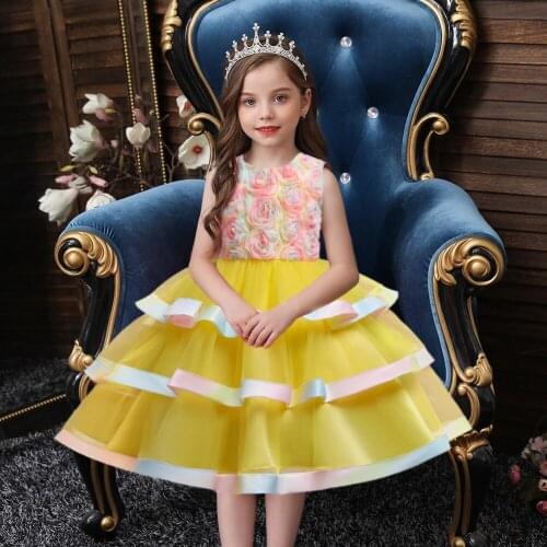 Childrens Flower Evening Dress Girls Baby Sweet Princess Dress Catwalk Host Piano Playing Birthday Flower Girl Dress Ball Gowns