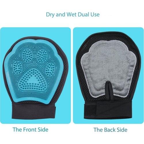 Both Sides Pet Hari Removal Massaging Dog Bath Glove Blue Pet Grooming Products Dog Cat Hair Comb Cleaning Brush Comb