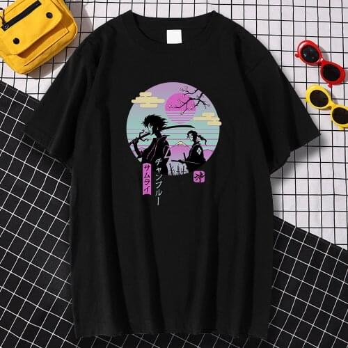 Samurai Chillhop Prints T Shirt For Man Personality Crewneck Mens T-shirts Casual Summer Sportswear Creativity Loose Clothes