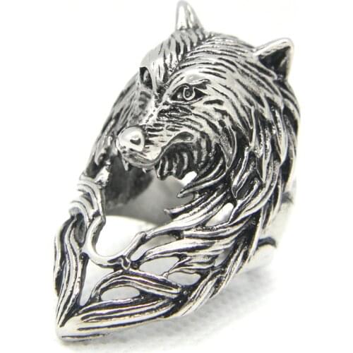 Rany&Roy Newest Wolf Animal Cool Ring 316L Stainless Steel Fashion Jewelry Punk Style Wolf Ring