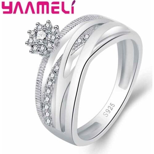 925 Sterling Silver Good Cubic Zircon Finger Rings Sumptuous For Women Bridal Wedding Present Crown Shape New Fashion