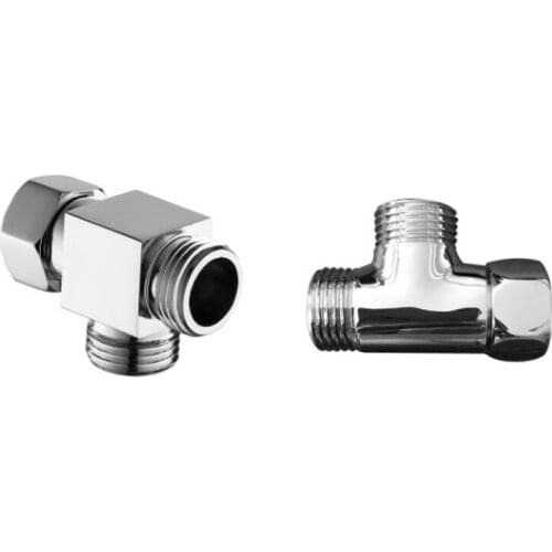 3 Way 1/2" Brass Chrome Diverter Water Separator T Shape Faucet Adapter Valve Water Tap Connector Splitter Shower Supply